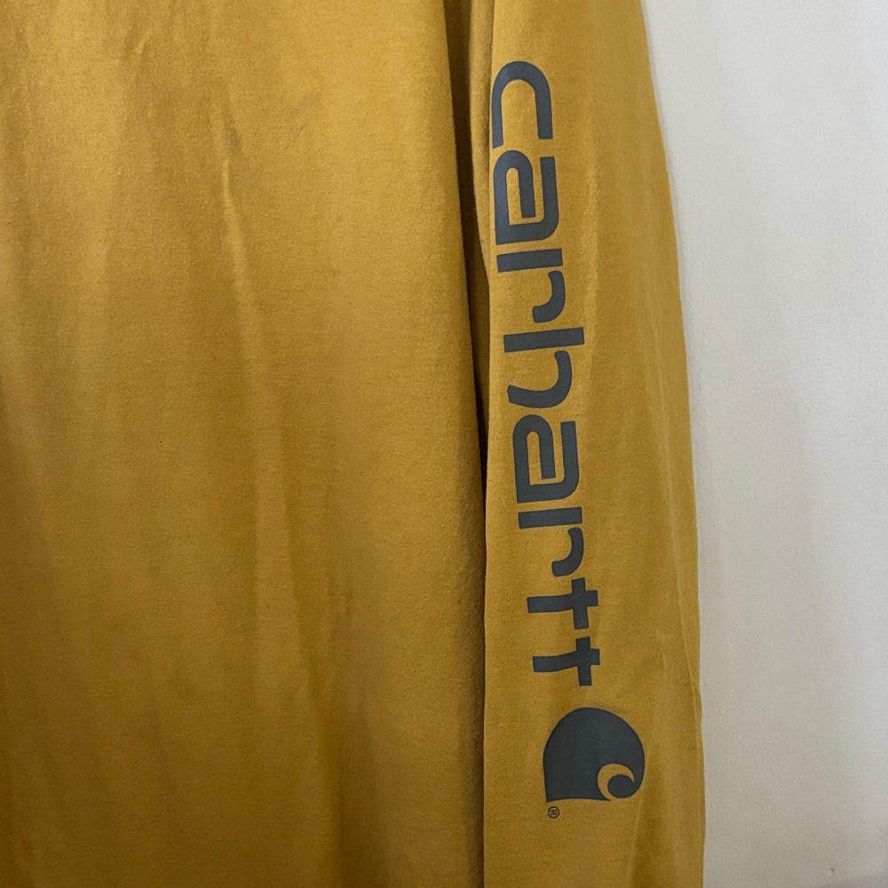 Carhartt Men's Gold / Yellow Long Sleeve Shirt with Logo on Sleeve
